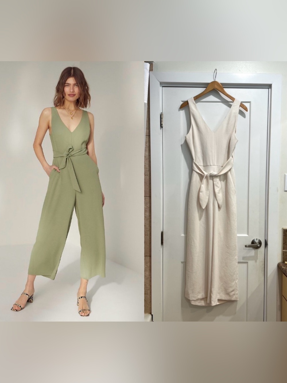 New Wilfred Écoulement V-Neck Jumpsuit Sz 6 Light Birch